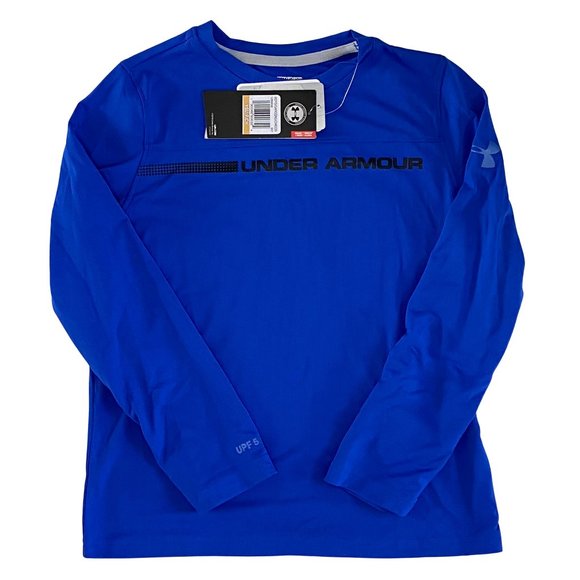 Boys Under Armour Shirt YSM Small Long Sleeve Shirt with SPF 50+ Sunblock - Picture 1 of 5